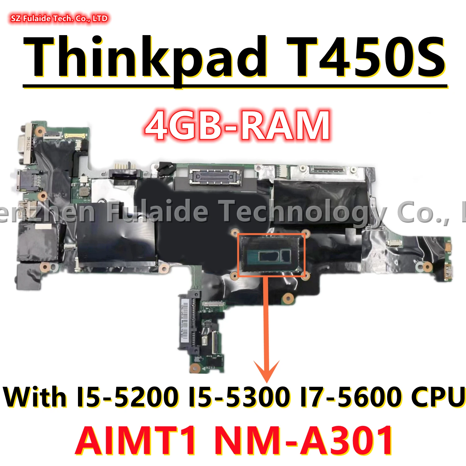 Материнская плата AIMT1 для ноутбука Lenovo Thinkpad T450S, NM-A301 CPU 4GB-RAM 00HT736 00HT748 00HT756 00HT758
Материнская плата AIMT1 для ноутбука Lenovo Thinkpad T450S, NM-A301 CPU 4GB-RAM 00HT736 00HT748 00HT756 00HT758