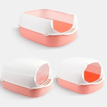 반려동물 쓰레기통 고양이 침대팬, 물튀김 방지 변기, 완전 밀폐형 방수성 탈취제, 고양이 변기 플라스틱 샌드박스, 위생 트레이 상품 이미지