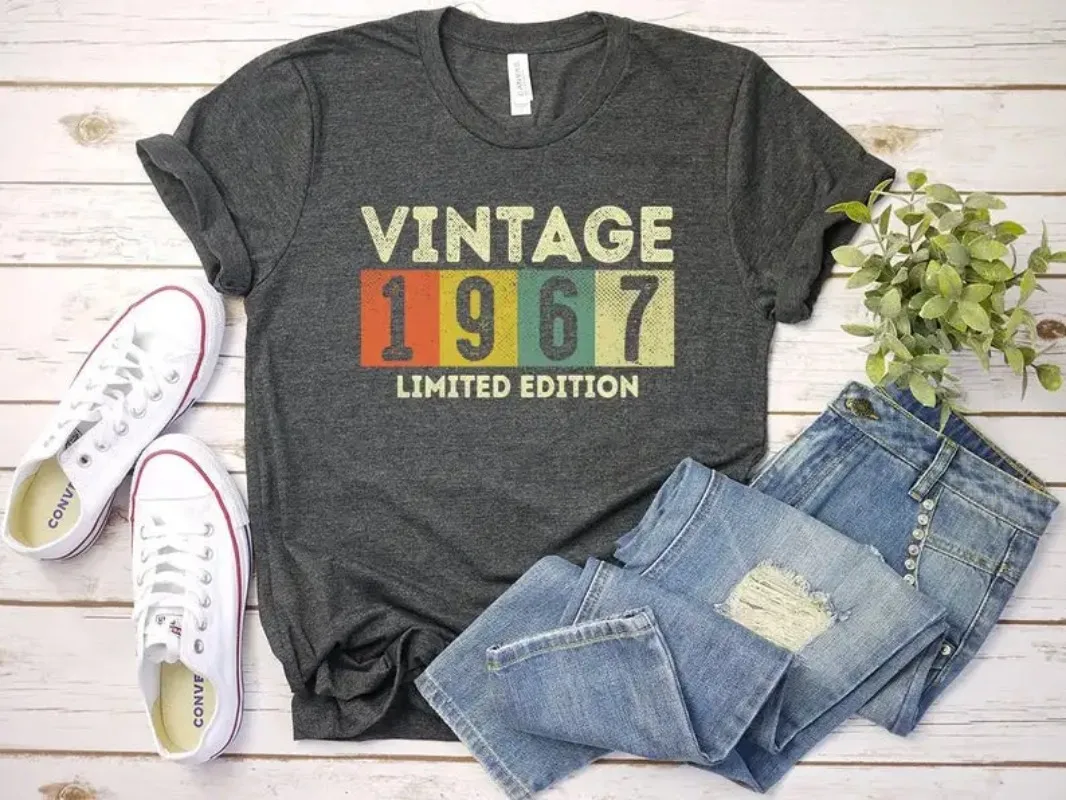 

Women Cotton T-shirt Vintage 1967 Tee Limited Edition Limited Edition Men Women 55th Birthday 55 Year Old Gifts O Neck Tops