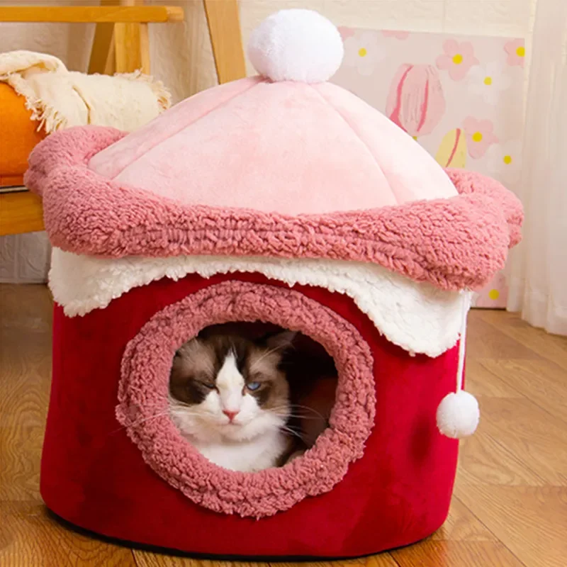 

Pet Winter Cozy House Dogs Soft Nest Kennel Sleeping Cave Cat Dog Puppy Warm Thickening Tents Bed Nest For Small Dogs Cats
