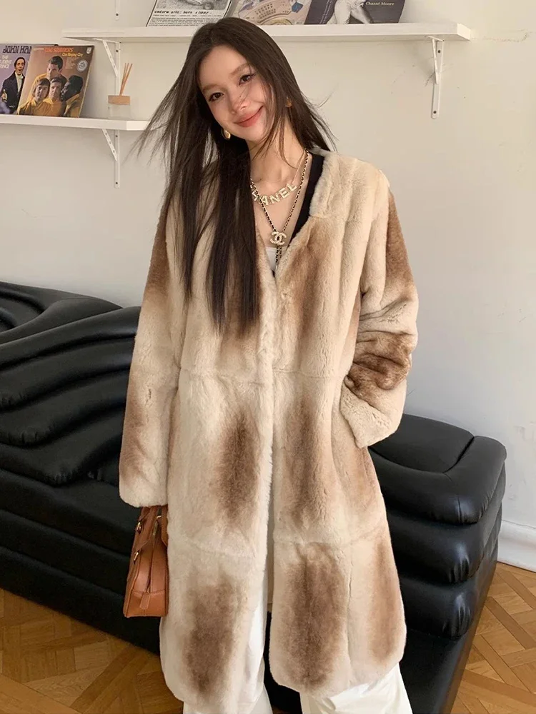 Luxury Tie-dye Long Rex Rabbit Fur Coat for Women 2023 New High-end Removable Fur Collar Winter Genuine Leather Real Fur Jacket
Luxury Tie-dye Long Rex Rabbit Fur Coat for Women 2023 New High-end Removable Fur Collar Winter Genuine Leather Real Fur Jacket