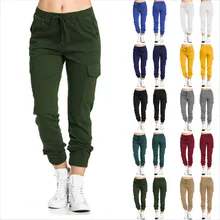 

Women's High Waist Pants 2022 Summer New Fashion Casual Work Clothes Leisure Elastic Waist Solid Color String Side Pocket Pants