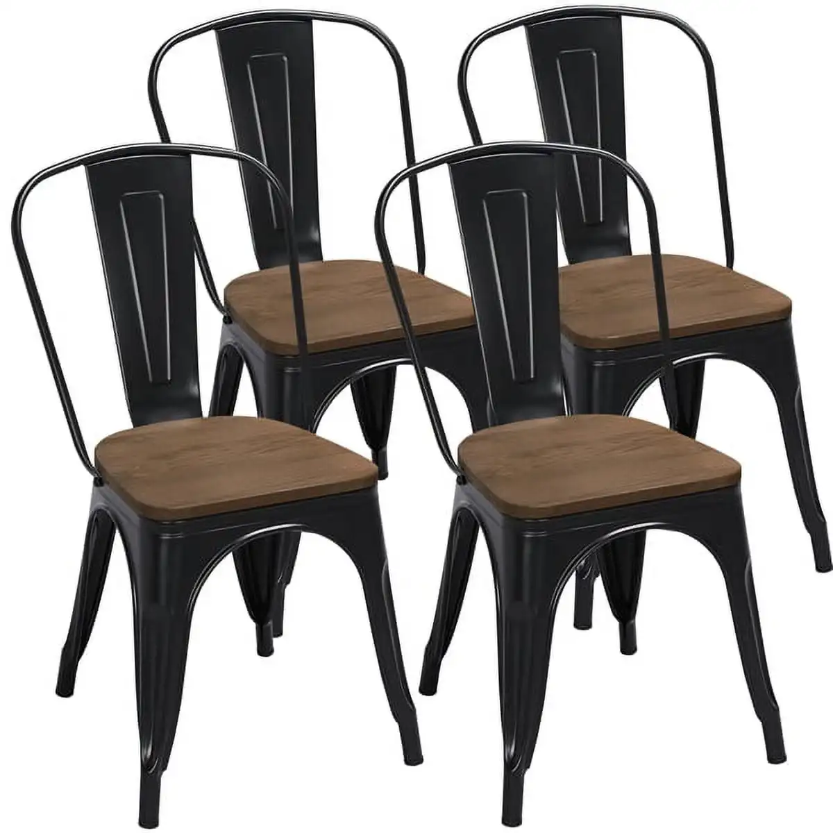 Easyfashion Metal Dining Chair with Wood Seat for Indoor Outdoor, Set of 4, Black
Easyfashion Metal Dining Chair with Wood Seat for Indoor Outdoor, Set of 4, Black
