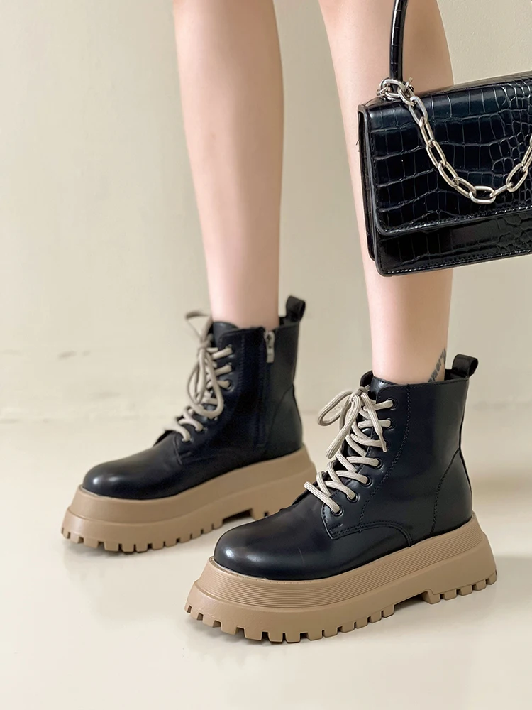 

Women's Rubber Boots Flat Heel Shoes Boots-Women Winter Footwear Luxury Designer Lace Up Round Toe Rain Lolita Autumn Med 2022 A