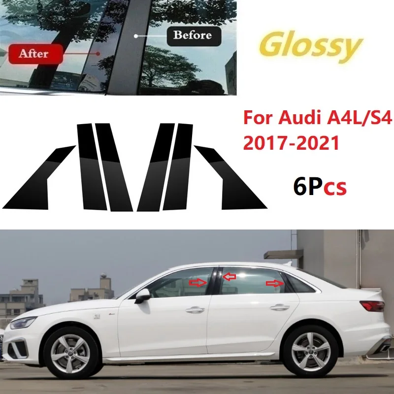 

6 шт., наклейки на стойки для Audi A4L/S4 2017-2021