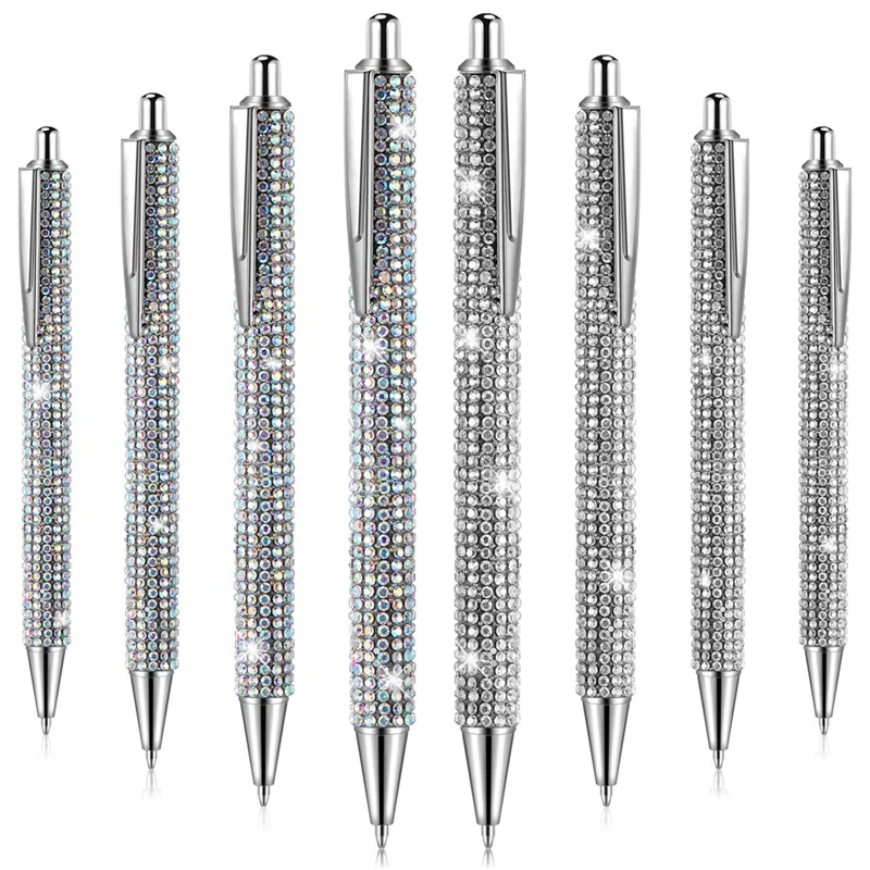 

8Pcs Cute Pen Bling Diamond Pens Christmas Rhinestones Gift Metal Ballpoint Pens Fancy Sparkly Crystal Pens
