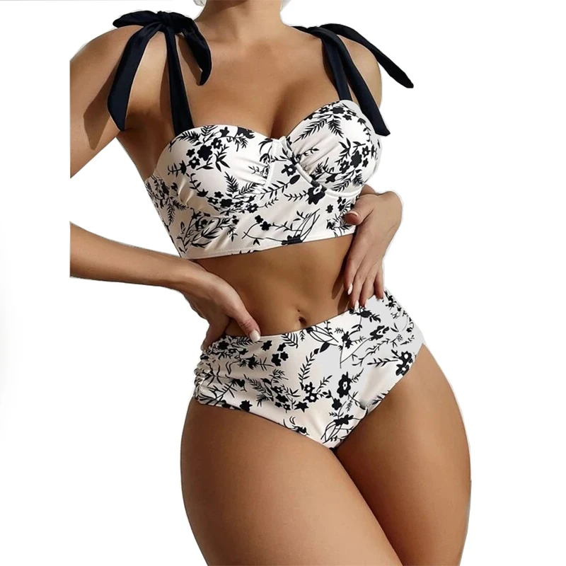 Large Size Outdoor Beach Swimsuit Top Women Floral Split Bikini Bow Lace Up Swimsuit Women's Mid-waist Style Two-piece Swimsuit
Large Size Outdoor Beach Swimsuit Top Women Floral Split Bikini Bow Lace Up Swimsuit Women's Mid-waist Style Two-piece Swimsuit