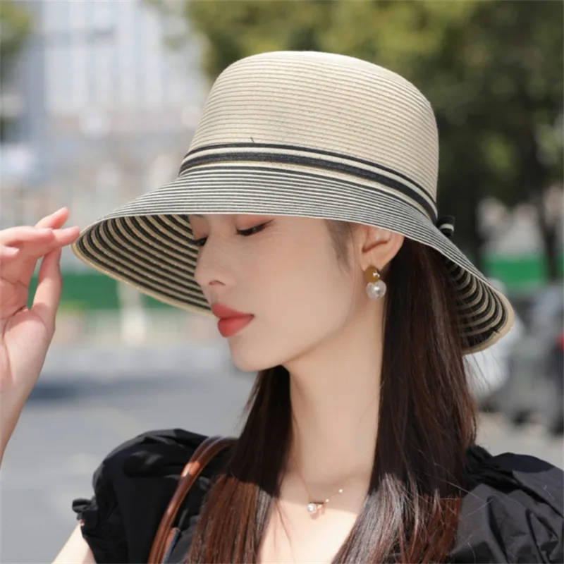 

A fashionable straw sun hat, new Japanese fisherman style, for summer, blocks UV, shades well, perfect for outings and outdoor