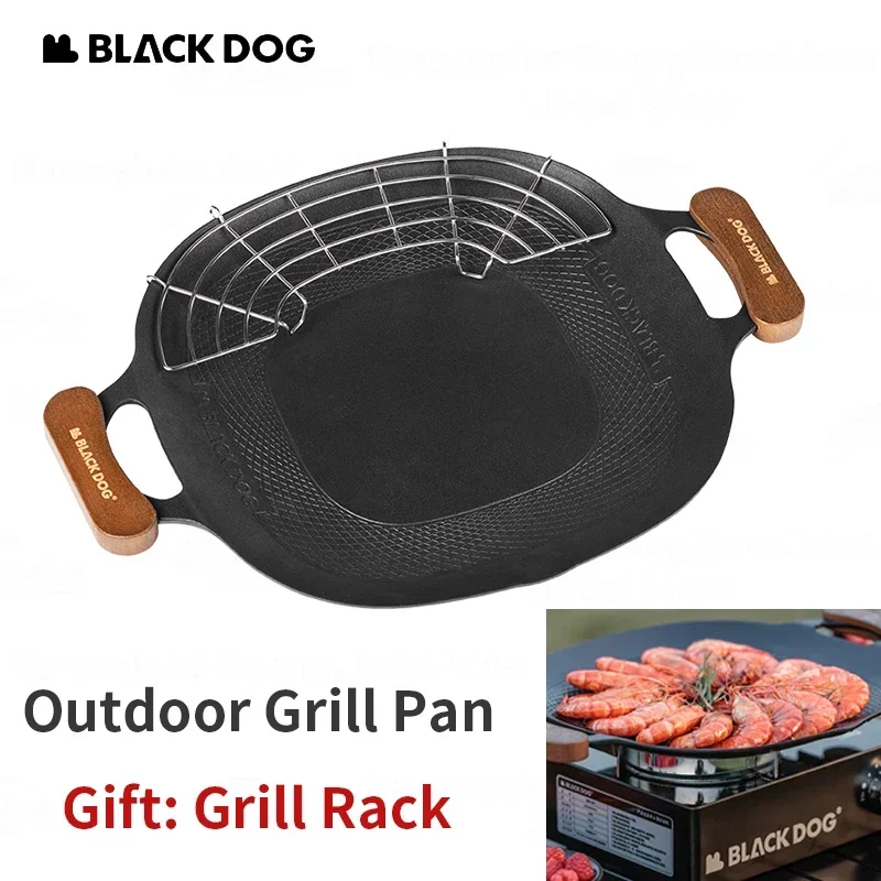 

BLACKDOG Grill Pan Non-Stick Outdoor Camping Travel Frying Pan Barbecue Baking Tray Plate Cookware Large Free Grill Ultralight