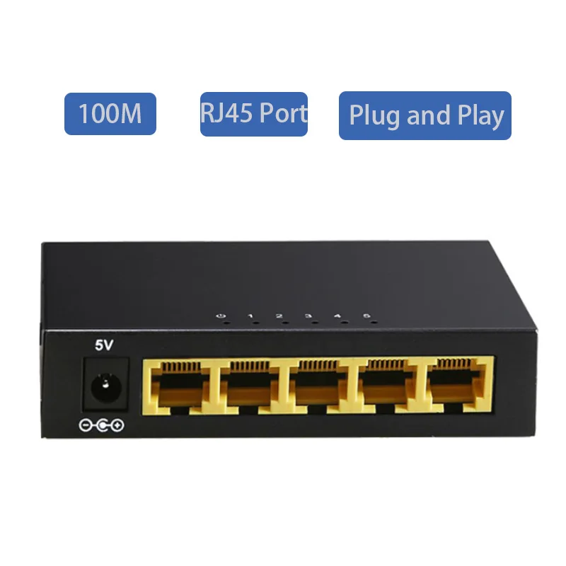 

5-Ports 100M switch RJ45 Fast Ethernet Game Smart network switch LAN HUB RJ45 Hub Internet Splitter 10/100 mbps Plug and Play