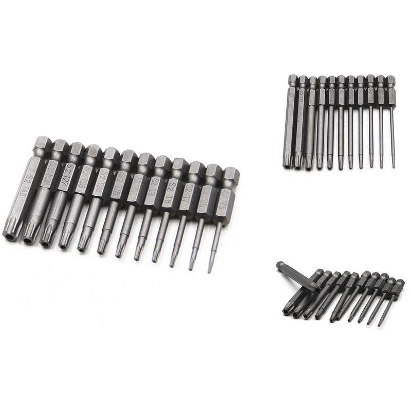 

1/4Inch Hex Handle Screwdriver, Tamper-Proof Safety Drill Bit Set, Hollow Torx Extended S2 Bits