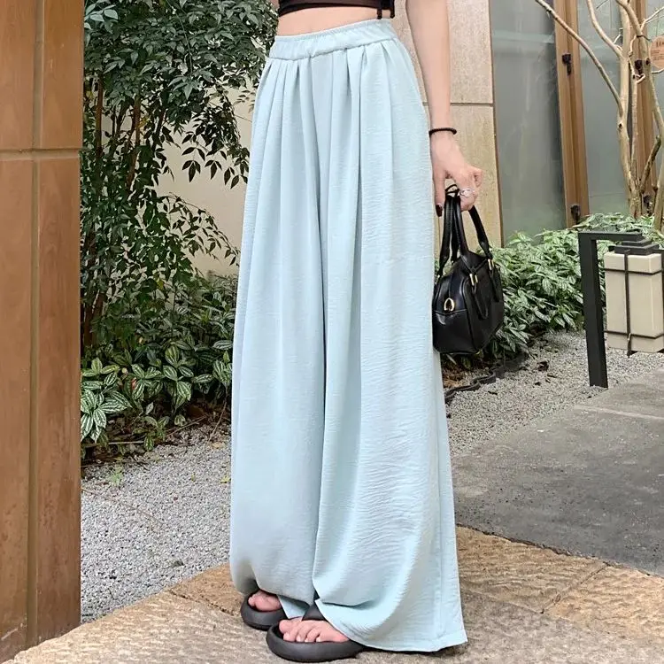 

Designed pleated wide-leg casual pants women's summer high-waist drape straight pants loose and versatile trousers