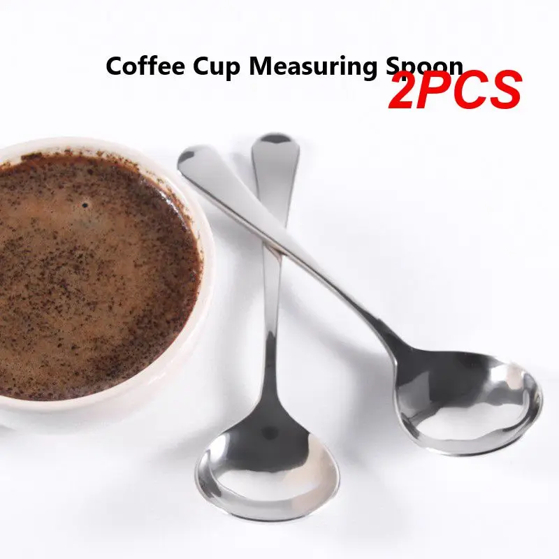 

2PCS Coffee Spoon 304 Stainless Steel Long Handle Cup Measuring Spoon Coffee Tasting Spoon Kitchen Gadgets Tableware Spoon