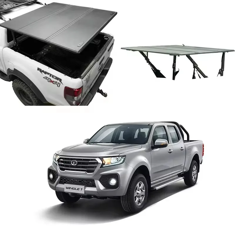 

Pickup Tonneau Cover Hard Aluminum Lift-up Tri-fold Bed Cover for Great Wall Poer Cannon Motor Fengjun 4/5/6 Ford