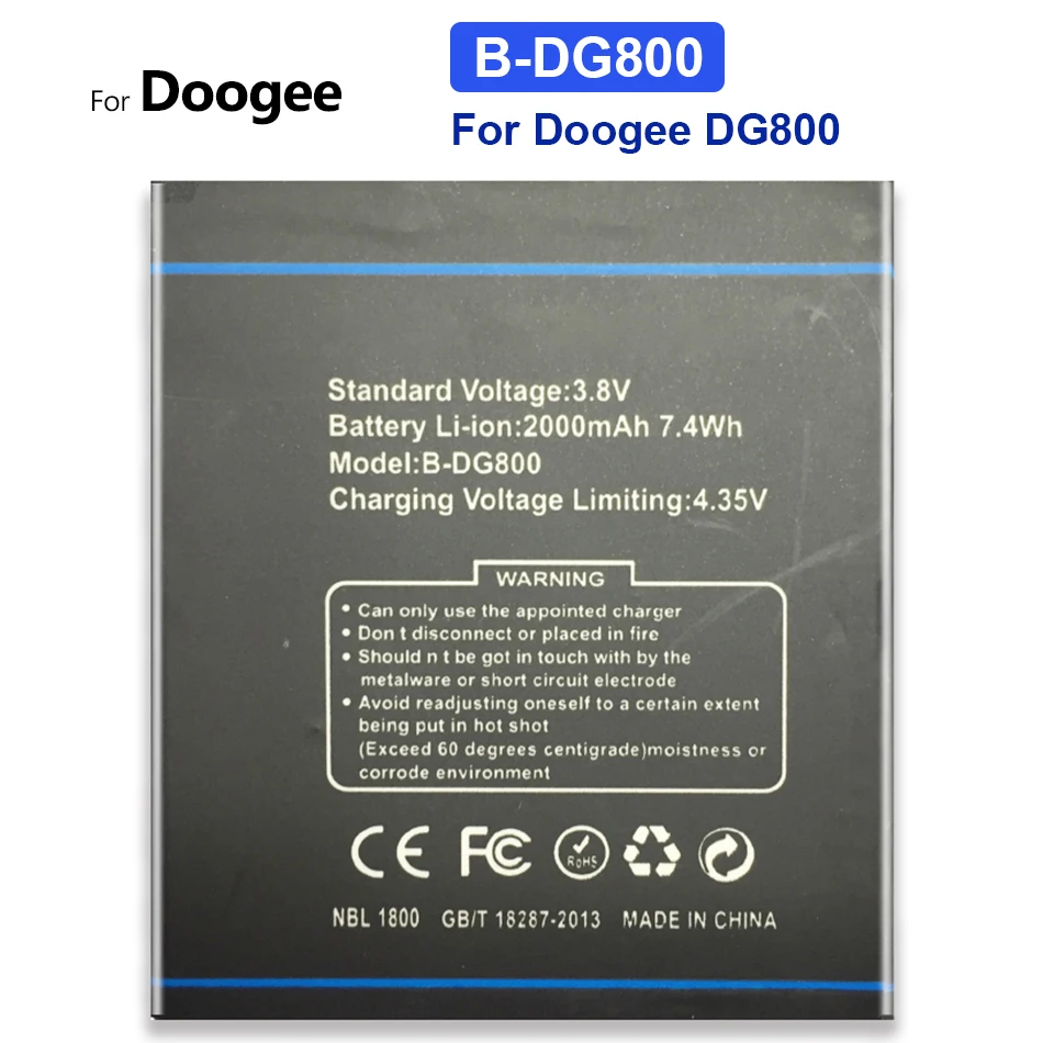 

Mobile Phone Battery for Doogee DG800 VALENCIA BDG800 Replacement, B-DG800, 2000mAh