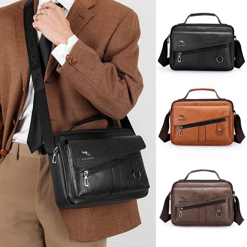 

Мужской портфель на плечо для мужчин, кожаная сумка-тоут, сумка-мессенджер для переноски, дизайнерская квадратная Боковая Сумка для телефона