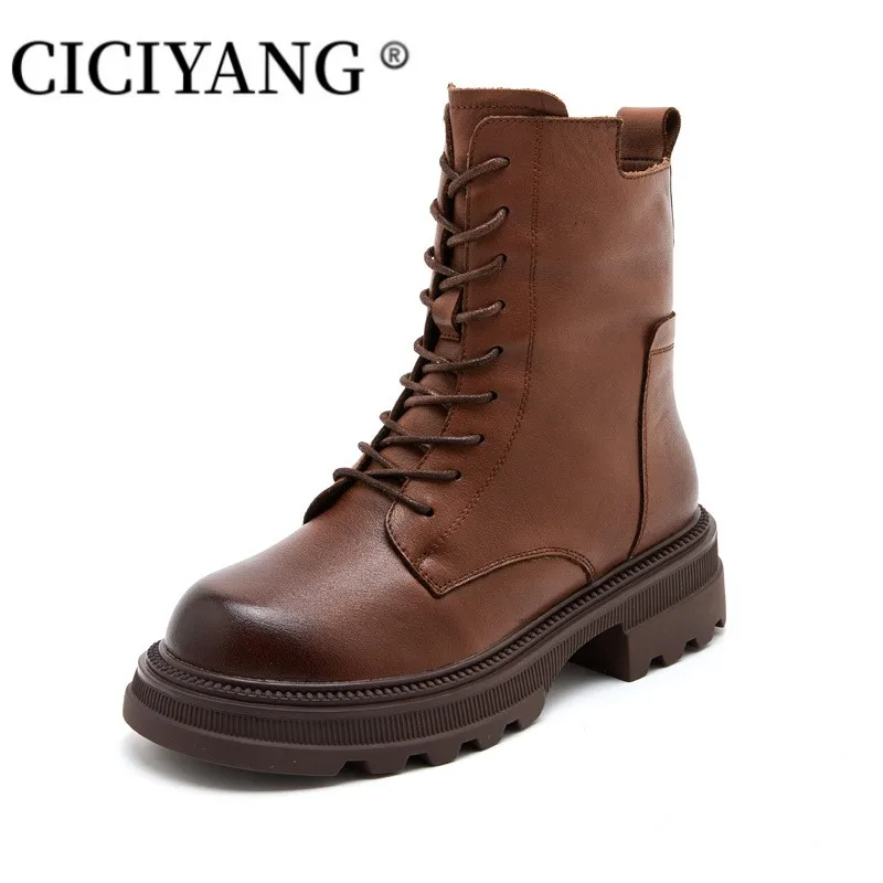 CICIYANG Women Ankle Boots Genuine Leather British Style 2023 New Winter Fashion Women Boots Thick Bottom Short Boots Women
CICIYANG Women Ankle Boots Genuine Leather British Style 2023 New Winter Fashion Women Boots Thick Bottom Short Boots Women