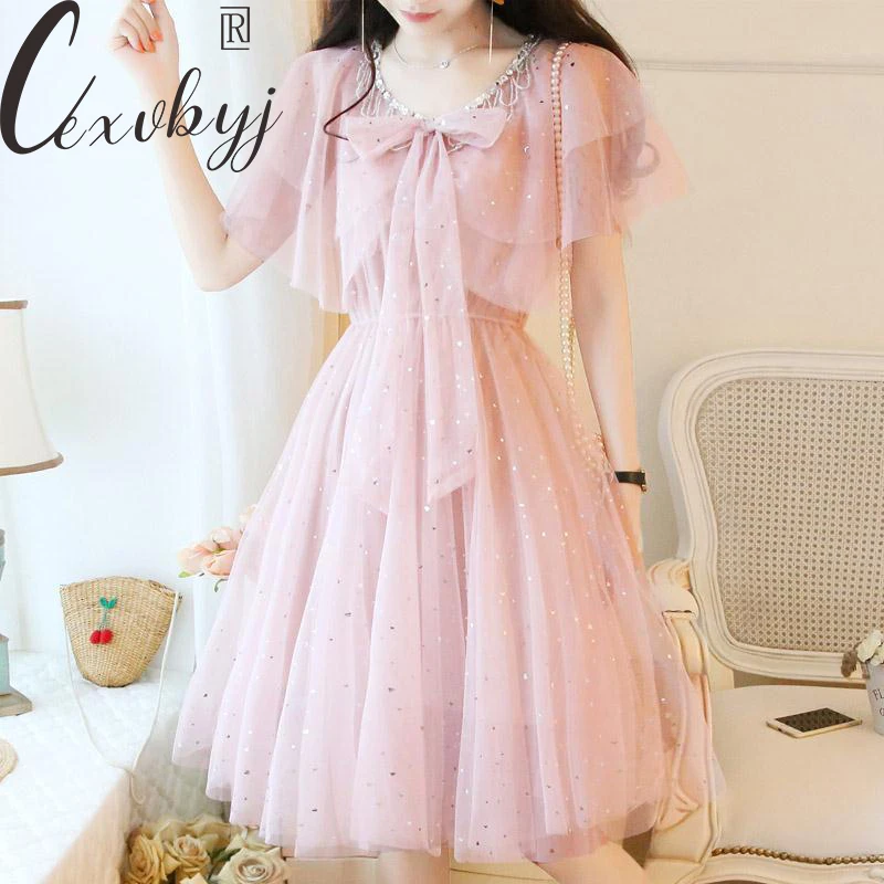 Sequin Mesh Patchwork Elegant Korean Dress For Women 2023 Summer Bow Round Neck Fairy Midi Dress Ladies Sweet Bodycon Vestidos
Sequin Mesh Patchwork Elegant Korean Dress For Women 2023 Summer Bow Round Neck Fairy Midi Dress Ladies Sweet Bodycon Vestidos