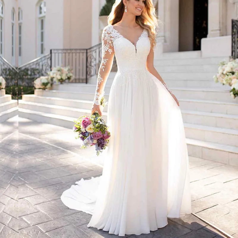 Fansmile Vestido De Noiva Full Sleeve Lace A-Line Chiffon Wedding Dresses 2023 Train Plus Size Bridal Tulle Mariage FSM-315A
Fansmile Vestido De Noiva Full Sleeve Lace A-Line Chiffon Wedding Dresses 2023 Train Plus Size Bridal Tulle Mariage FSM-315A