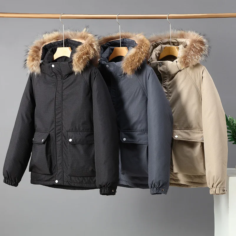 

Мужская куртка с капюшоном и меховым воротником, толстая теплая хлопковая верхняя одежда, Лоскутная парка, пальто, ветровки, мужские, зимние