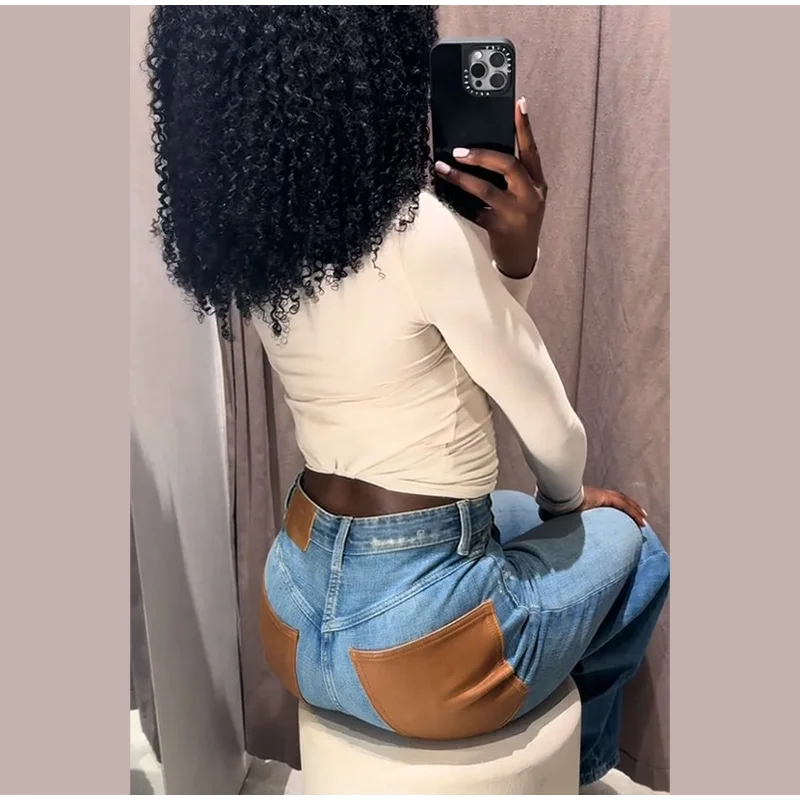 بنطلون نسائي واسع الساق من الجلد الصناعي مع جيوب، خصر مرتفع، تصميم فضفاض، مناسب للارتداء اليومي والتنقل، أزياء الشارع، ربيع 2026 بنطلون نسائي واسع الساق من الجلد الصناعي مع جيوب، خصر مرتفع، تصميم فضفاض، مناسب للارتداء اليومي والتنقل، أزياء الشارع، ربيع 2026