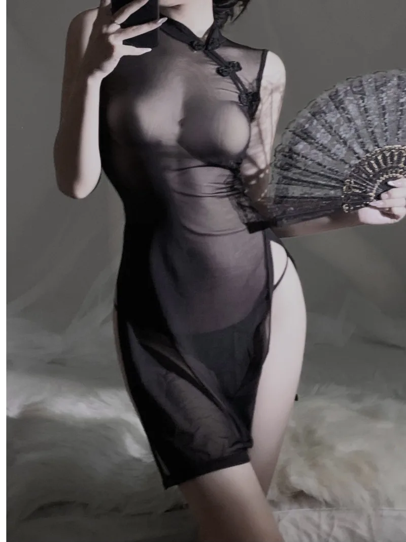 Style Cheongsam Chinese Spicy Girls Sexy High Split Cheongsam Transparent Mature Charm Sexy Mesh War Robe Underwear Dress S070
Style Cheongsam Chinese Spicy Girls Sexy High Split Cheongsam Transparent Mature Charm Sexy Mesh War Robe Underwear Dress S070
