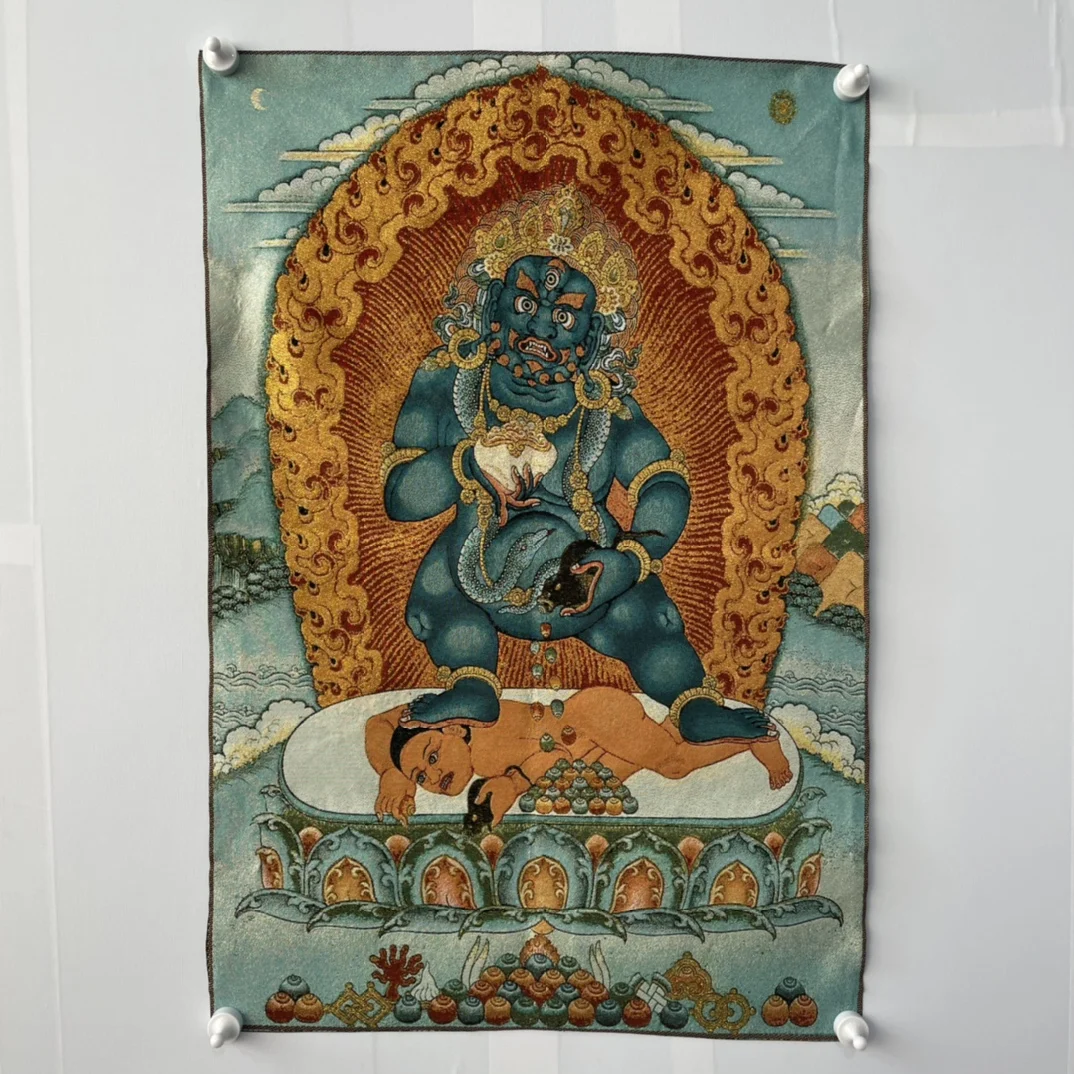 35"Thangka Embroidery Tibetan Buddhism silk Embroidery Black Jambhala Buddha Thangka hanging screen Worship Hall Town house
35"Thangka Embroidery Tibetan Buddhism silk Embroidery Black Jambhala Buddha Thangka hanging screen Worship Hall Town house