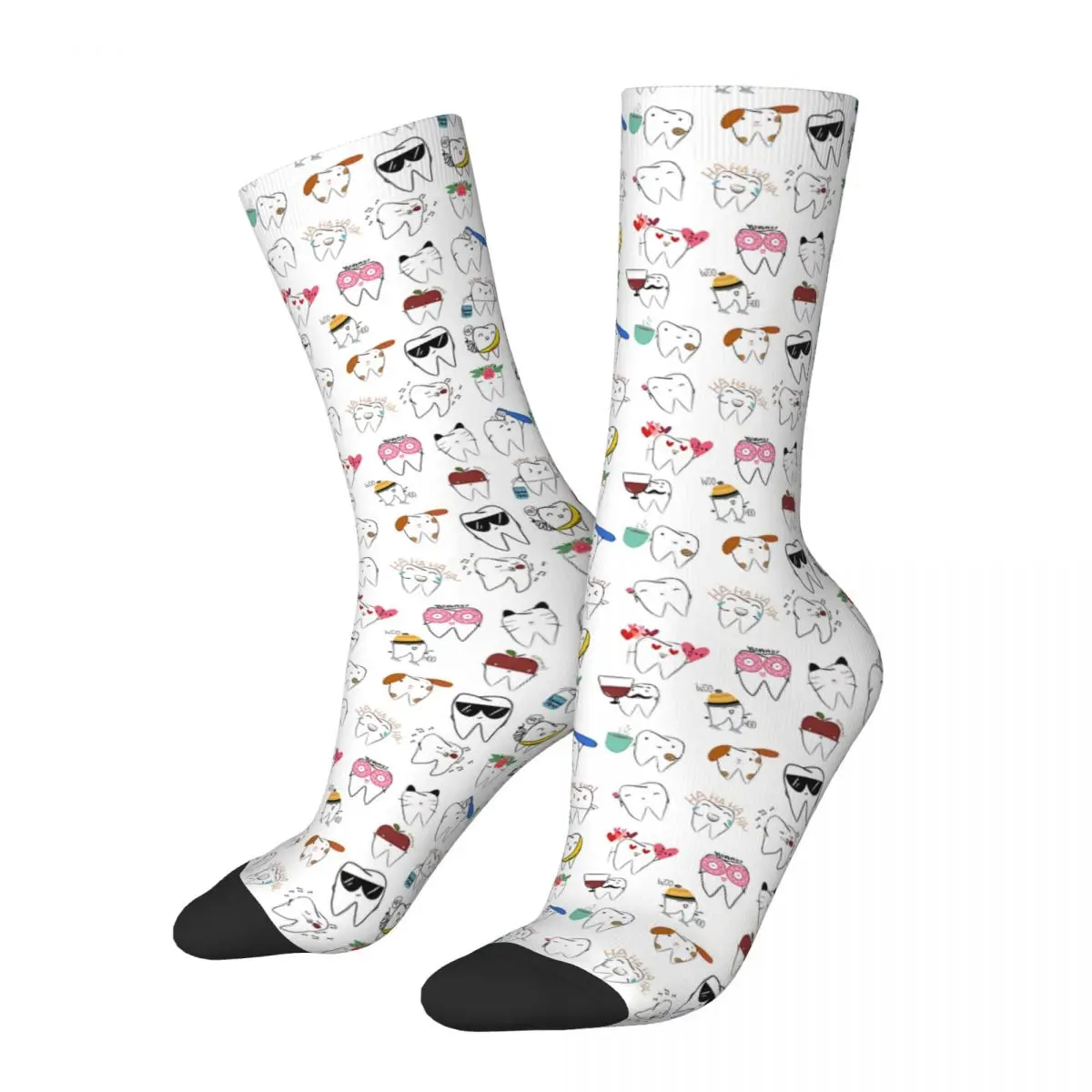 

Funny Crazy Sock for Men Mix-Molar Hip Hop Harajuku Teeth Happy Seamless Pattern Printed Boys Crew compression Sock Casual Gift