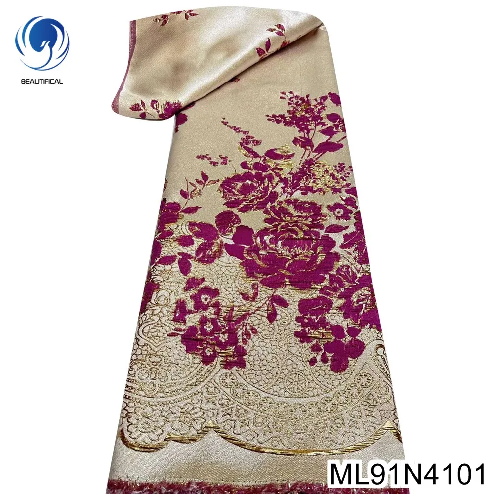 

Nigerian Brocade Fabric for Big Occasion Dress, Damask Jacquard, French Lace, High Quality, Latest, ML91N41, 2023