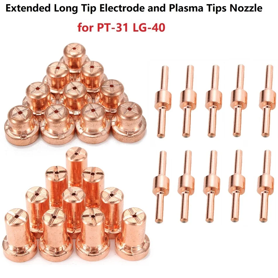 10Pcs Plasma Tips Nozzle 10/15mm Height Electrodes For LG-40 PT-31 Cutting Torch CUT40 CUT50 Plasma Cutting Cutter Consumables
10Pcs Plasma Tips Nozzle 10/15mm Height Electrodes For LG-40 PT-31 Cutting Torch CUT40 CUT50 Plasma Cutting Cutter Consumables