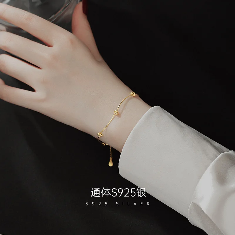 Real 925 Sterling Silver Beads Line Stitching Bracelet Simple Snake Chain Bangle Bracelets Jewelry for Women
Real 925 Sterling Silver Beads Line Stitching Bracelet Simple Snake Chain Bangle Bracelets Jewelry for Women