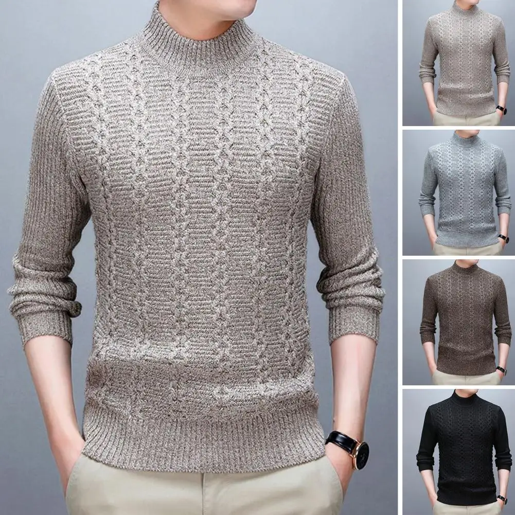 

Autum Winter Warm Turtleneck Sweater Men's Casual Rollneck Knitted Pullover Keep Warm Men Jumper Knit Woolen Sweater