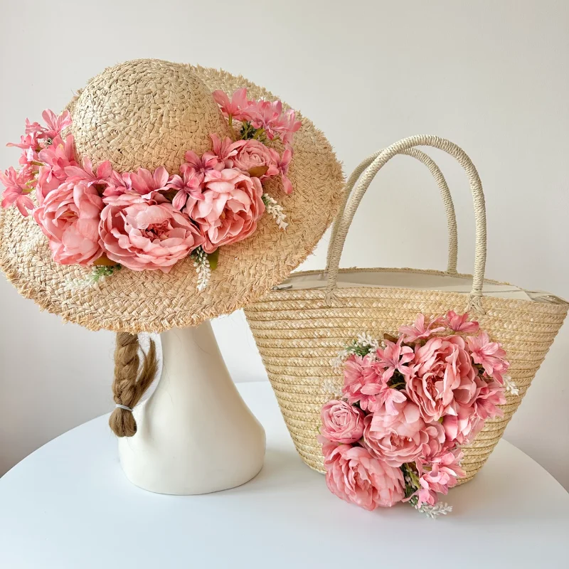 Original Design Women Woven Handbags Summer Flower Straw Bags Holiday Beach Bag with Sun Hat Casual Shopping Shoulder Bag
Original Design Women Woven Handbags Summer Flower Straw Bags Holiday Beach Bag with Sun Hat Casual Shopping Shoulder Bag