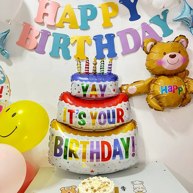 Large Happy Birthday Cake Balloon 3-Layer Candle Cake Foil Balloon Kids Birthday Party Decoration Photo Props Baby Shower Globos 
Large Happy Birthday Cake Balloon 3-Layer Candle Cake Foil Balloon Kids Birthday Party Decoration Photo Props Baby Shower Globos