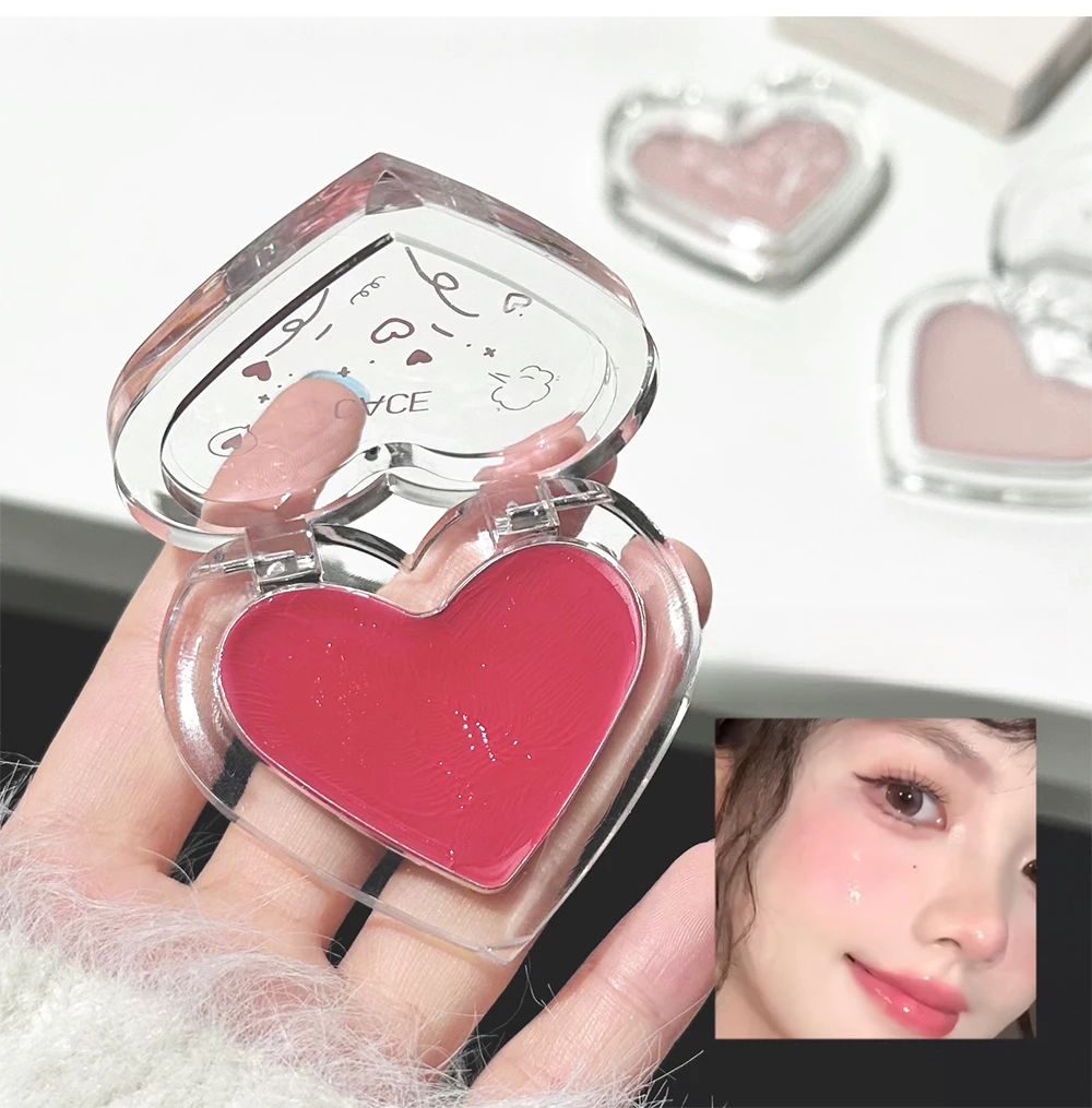 Love Heart Highlighter Blusher Palette Brightening Face Highlighter Cream Waterproof High Gloss Blush Illuminator Korean Makeup 6 S2fdaa6aca6d2426c934952e1491586cfa
