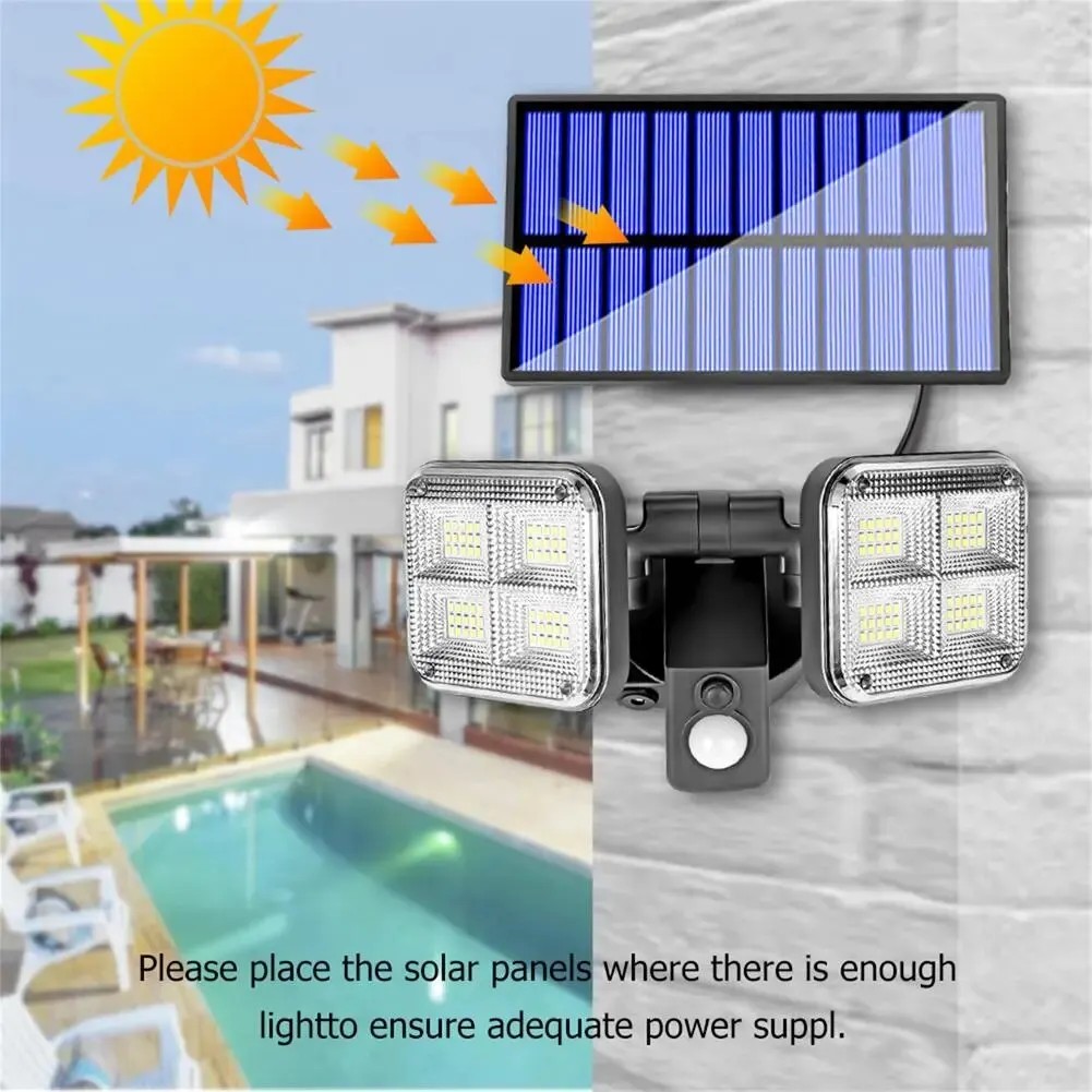 

Led Solar Lights 450lm 6000-7000k Infrared Body Sensor Double Head Rotatable Garden Lamp Street Lamp