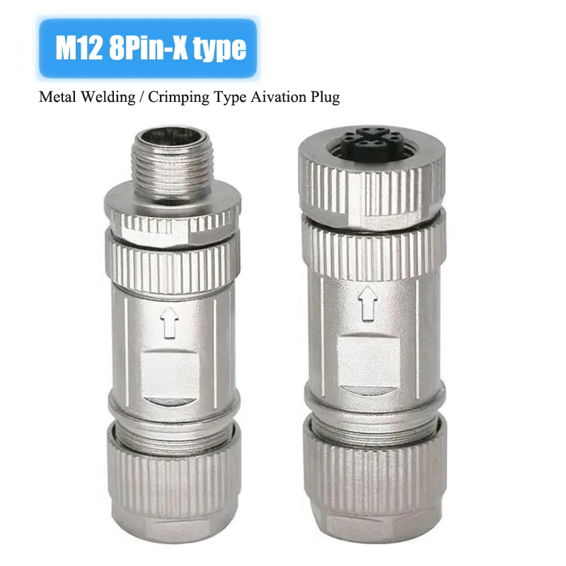 Waterproof M12 8Pin X-type Connector IP67 Ethernet Aviation Plug All Metal Welding Crimping Type Assembling Detachable Connector
Waterproof M12 8Pin X-type Connector IP67 Ethernet Aviation Plug All Metal Welding Crimping Type Assembling Detachable Connector