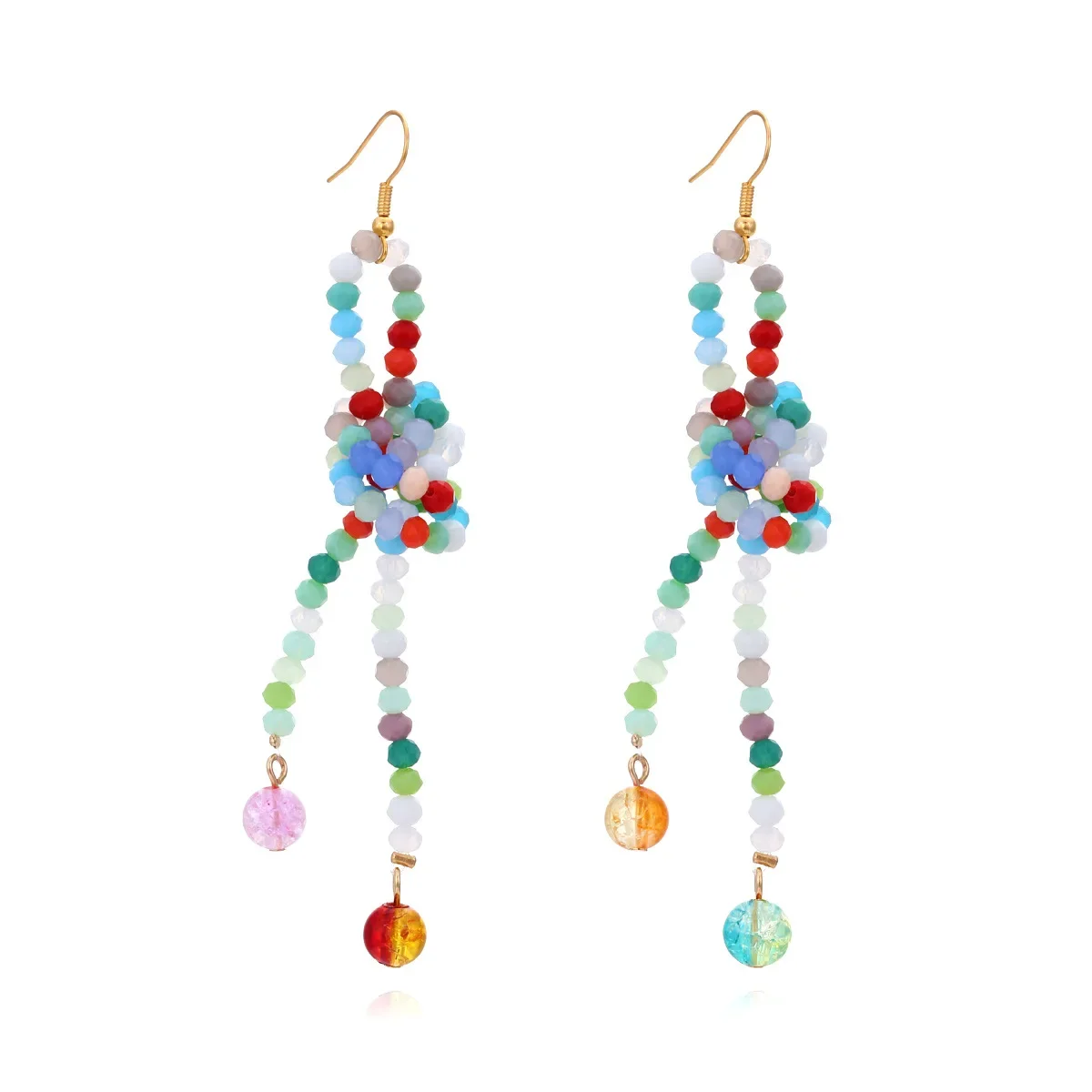 

Rice bead earrings Tassel Crystal Originality Hand knitting Bohemia Alloy Fashion Simple Beaded earrings