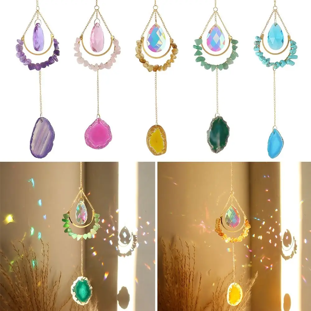Sunlight Refraction Wind Chime Gift Sun Catchers Natural Moon Agate Rainbow Prisms Pendant Crystal Water Drop Hanging Ornaments
Sunlight Refraction Wind Chime Gift Sun Catchers Natural Moon Agate Rainbow Prisms Pendant Crystal Water Drop Hanging Ornaments