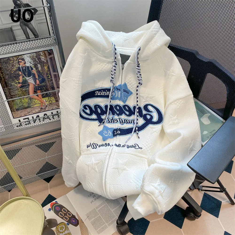 American 2023 Vintage Towel Embroidered Cardigan Hooded Sweater Spring and Autumn Korean Version Loose and Versatile Thin Coat W
American 2023 Vintage Towel Embroidered Cardigan Hooded Sweater Spring and Autumn Korean Version Loose and Versatile Thin Coat W