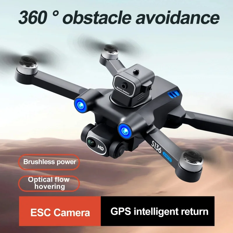 

S136 GPS Obstacle Avoidance Brushless Drone 8K HD Dual Camera Professional Aerial Photography RC Helicopter Foldable Quadcopter
