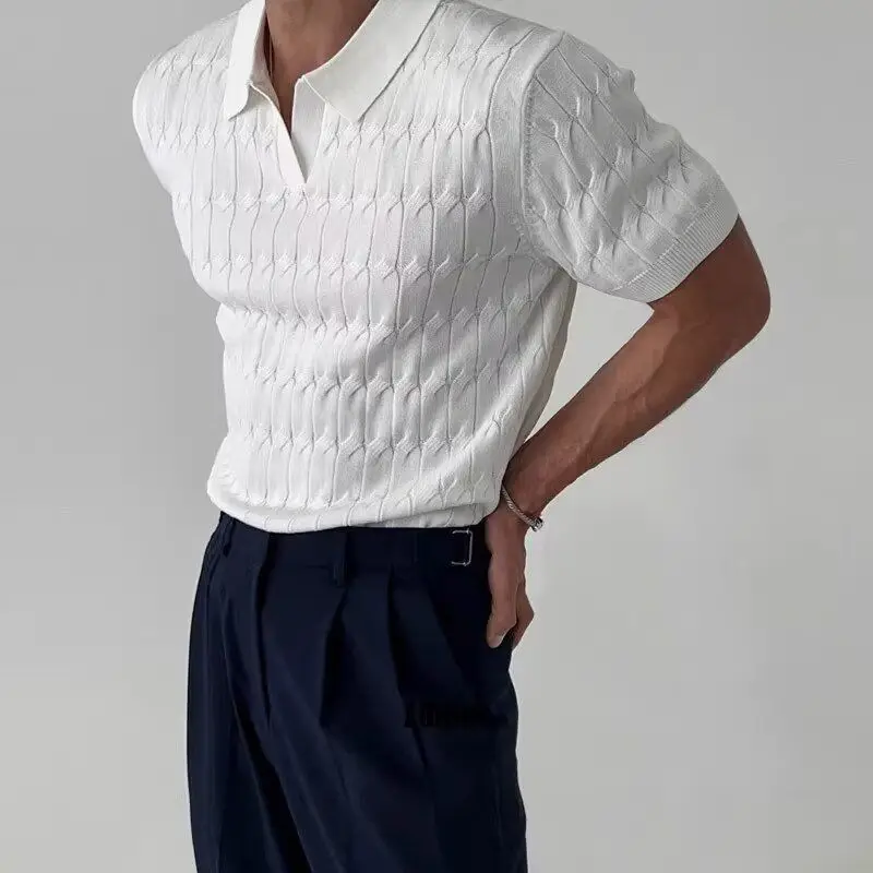High-end Korean Knitted Polo Shirt Men Short Sleeve Trendy T-shirts for Men Summer Japanese Slim Fit Lapel Golf Wear 2024 Top
High-end Korean Knitted Polo Shirt Men Short Sleeve Trendy T-shirts for Men Summer Japanese Slim Fit Lapel Golf Wear 2024 Top
