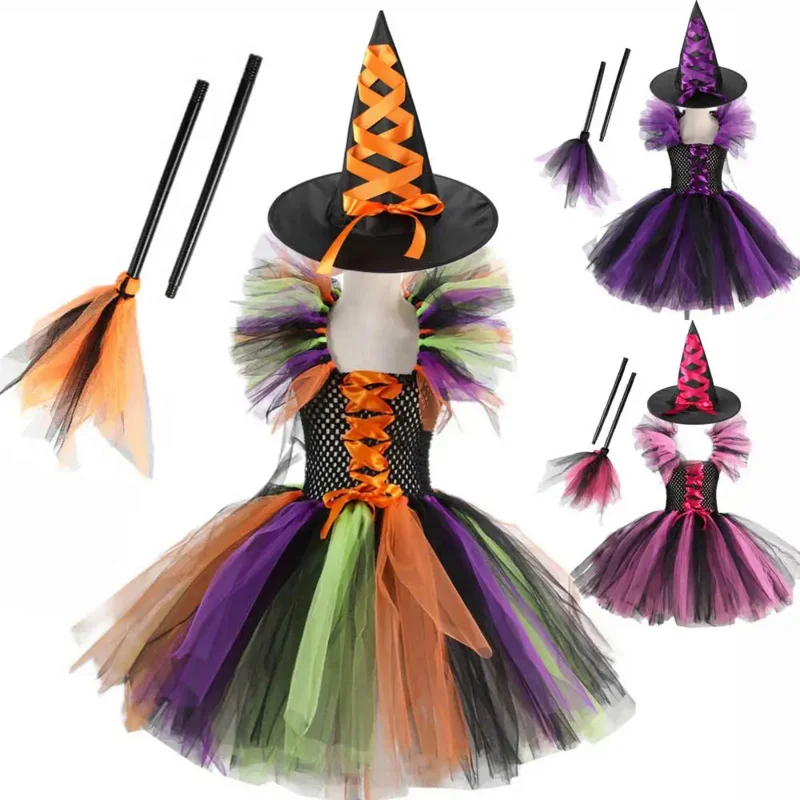 

Пачка мечты ведьма костюм для девочек со шляпой ведьмы Хэллоуин Карнавал Вечерние