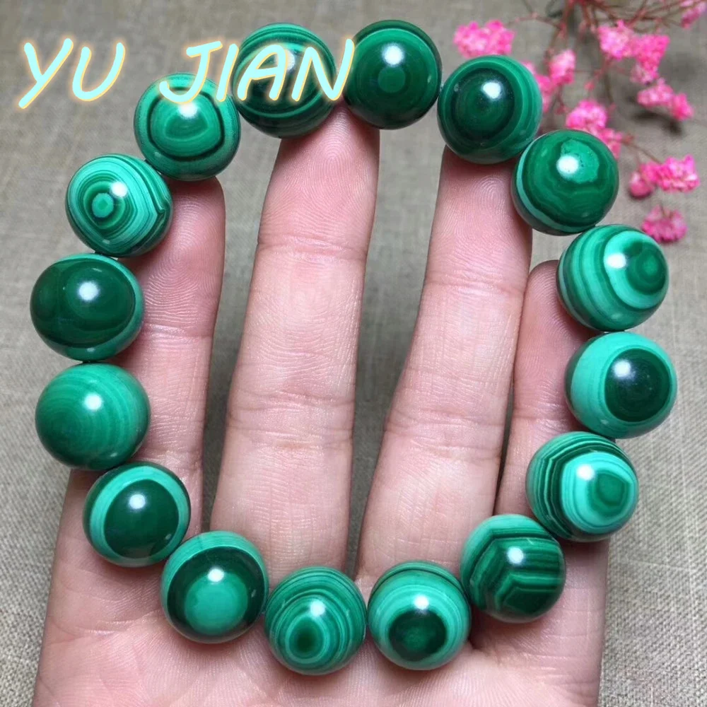

Natural Green Malachite Chrysocolla Eye Bracelet Stretch Round Beads 10mm 12mm 14mm Woman Men Bangle FasionJewellery