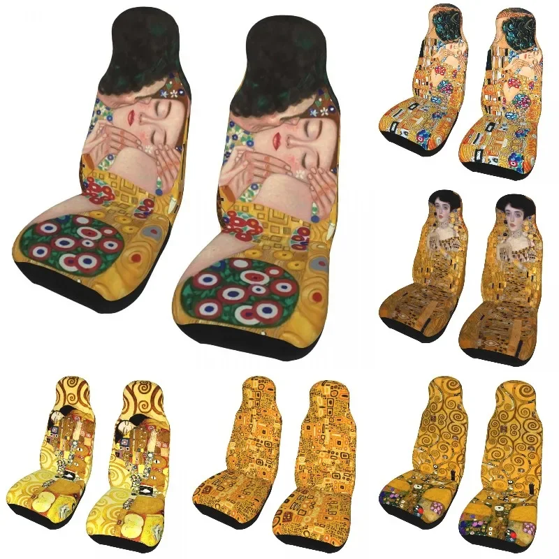 

Gustav Klimt The Kiss Front Auto Seat Cover Print Gold Colorful Painting Art Car Seat Covers Fit Any Truck Van RV SUV 2PC