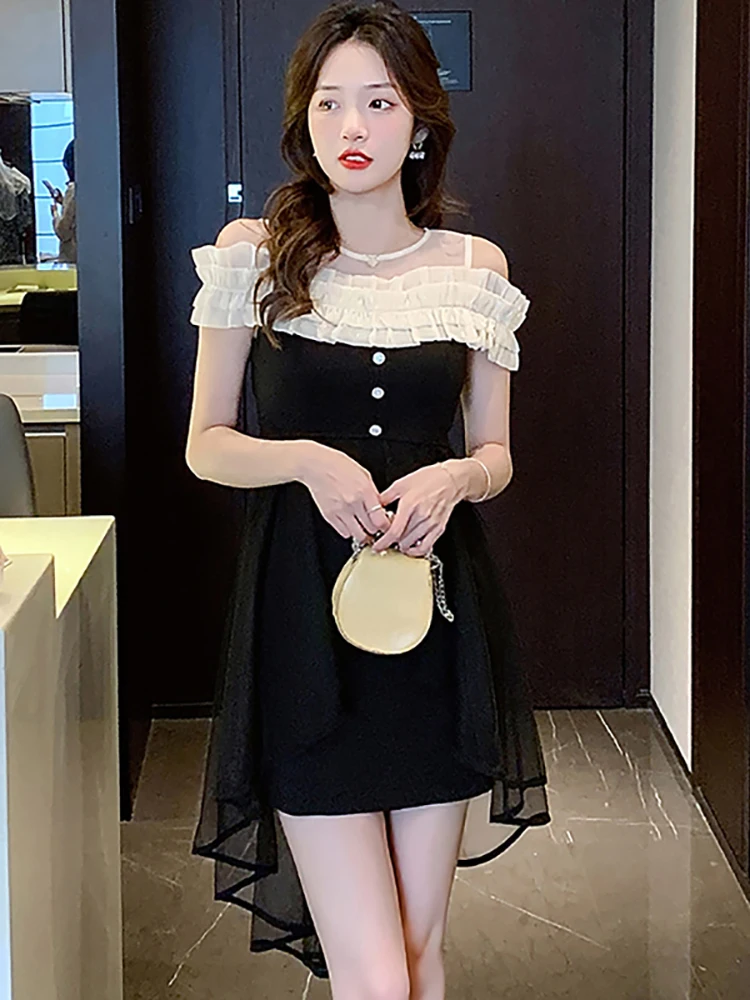 Black Patchwork Ruffled Mini Dress Women Fashion Chic Mesh Sexy Short Dresses Daring 2024 Summer Elegant Luxuy Party Night Dress
Black Patchwork Ruffled Mini Dress Women Fashion Chic Mesh Sexy Short Dresses Daring 2024 Summer Elegant Luxuy Party Night Dress