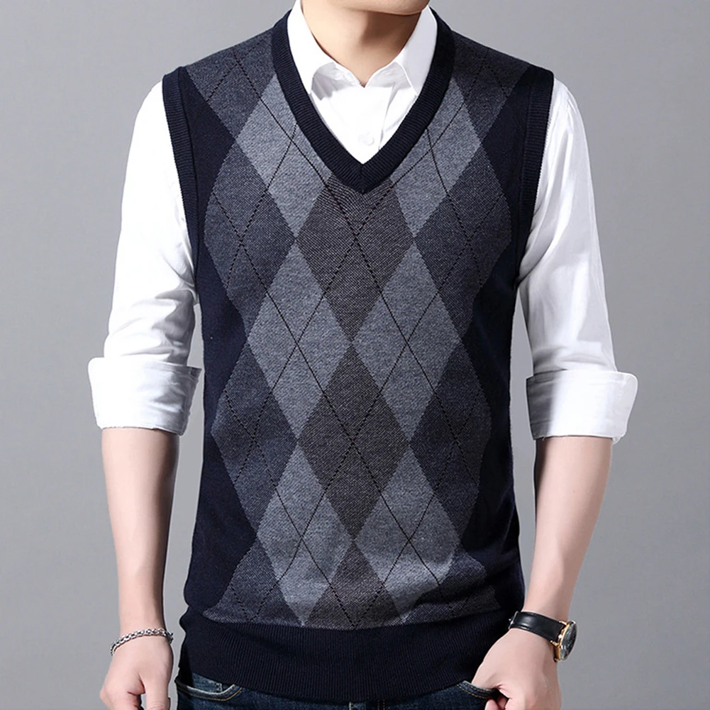 Casual Wool Prismatic Plaid Sweater Vest Fashion Cashmere Knitted V Neck Sleeveless Pullover Tank Top Vests Clothing For Men
Casual Wool Prismatic Plaid Sweater Vest Fashion Cashmere Knitted V Neck Sleeveless Pullover Tank Top Vests Clothing For Men