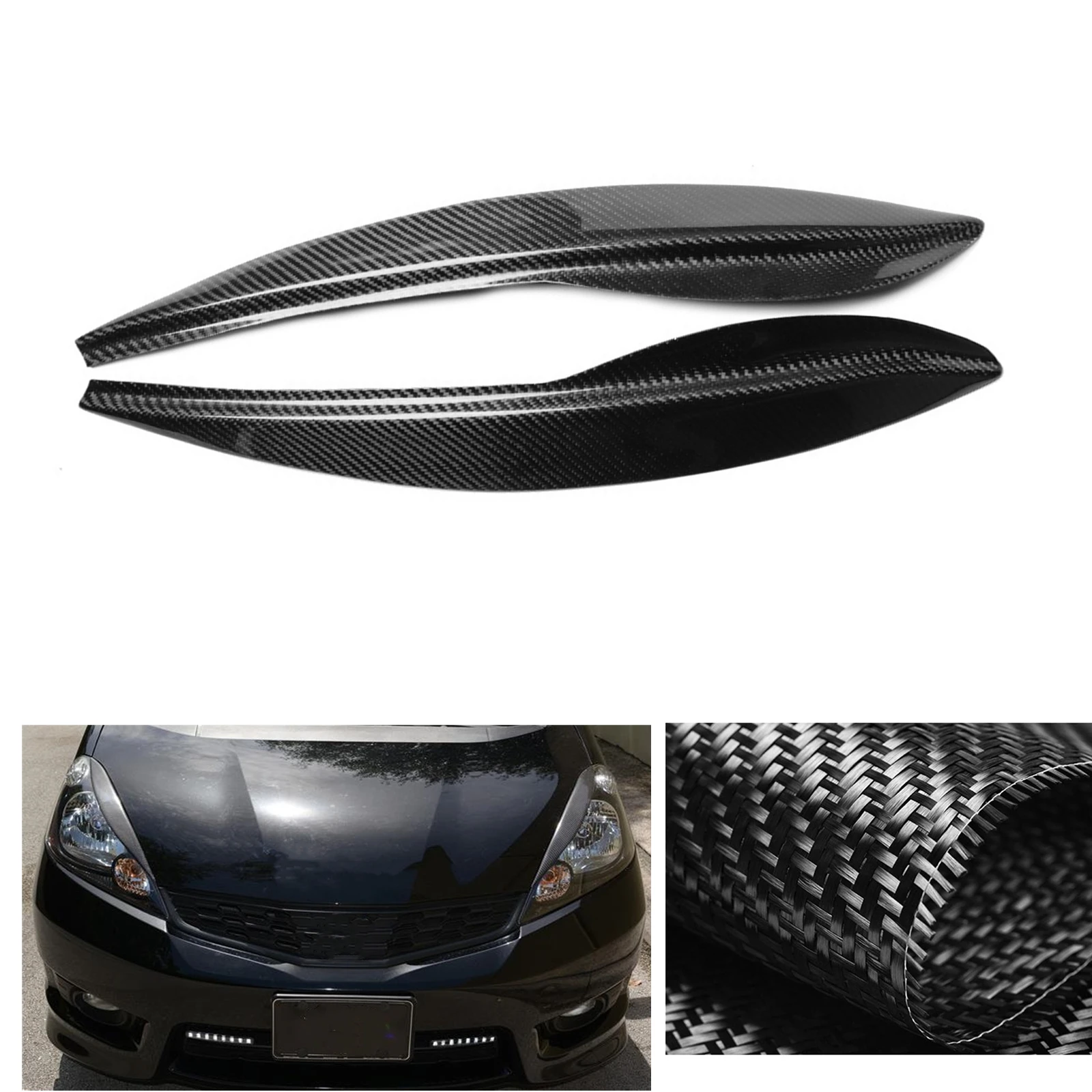 

Headlight Eyebrow Headlamp Eyelid For Honda Fit Jazz GE8 2009-2012 Carbon Fiber Front Head Light Lamp Cover Brow Trim Sticker