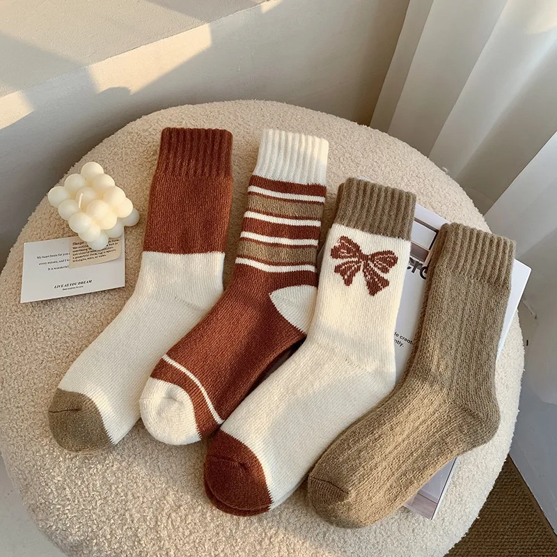 New Winter Women Socks Bow Cashmere Socks Women Cashmere Thick Warm Middle Tube Socks
New Winter Women Socks Bow Cashmere Socks Women Cashmere Thick Warm Middle Tube Socks