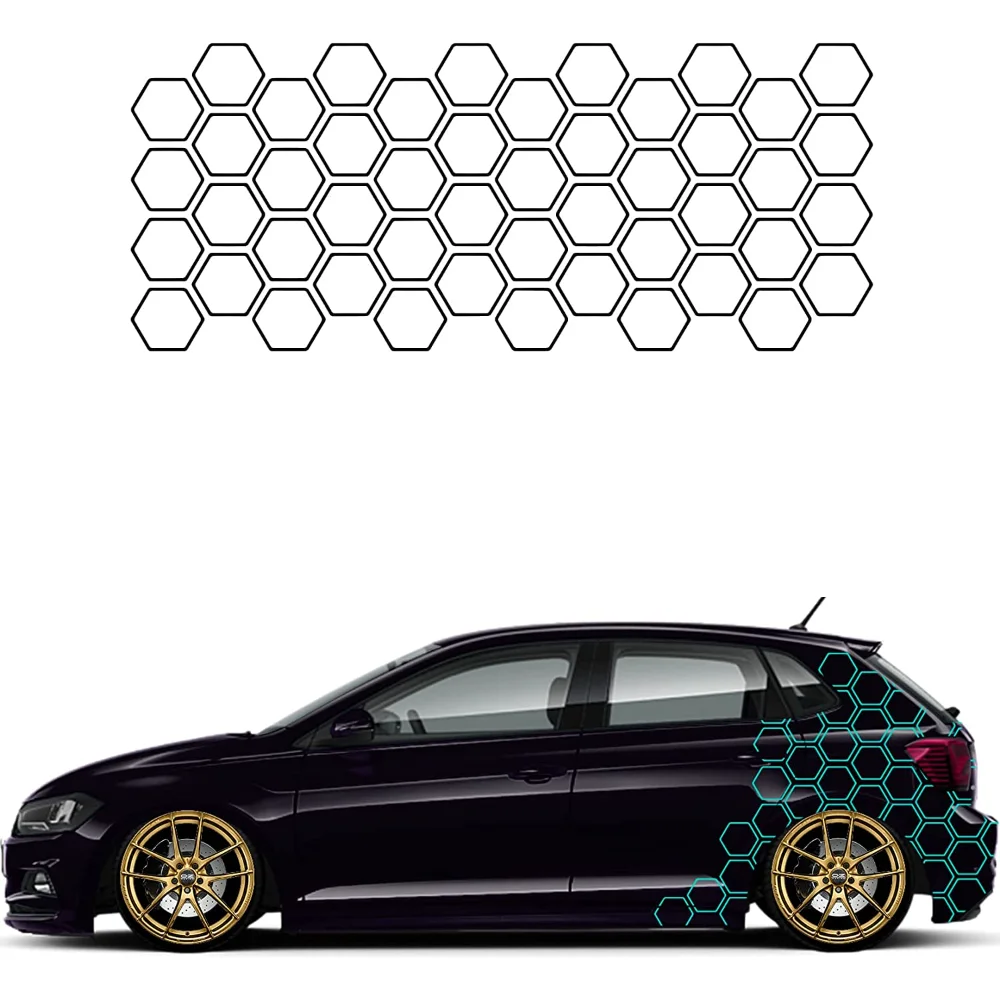 

1A Style Sticker Car Honeycomb Open Sticker Car Decor Tuning Car Side Sticker Hexagon Caravan Premium Film (Turquoise)
